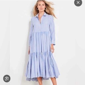 Vineyard Vines Sail Stripe Neck Tiered Shirt Dress
